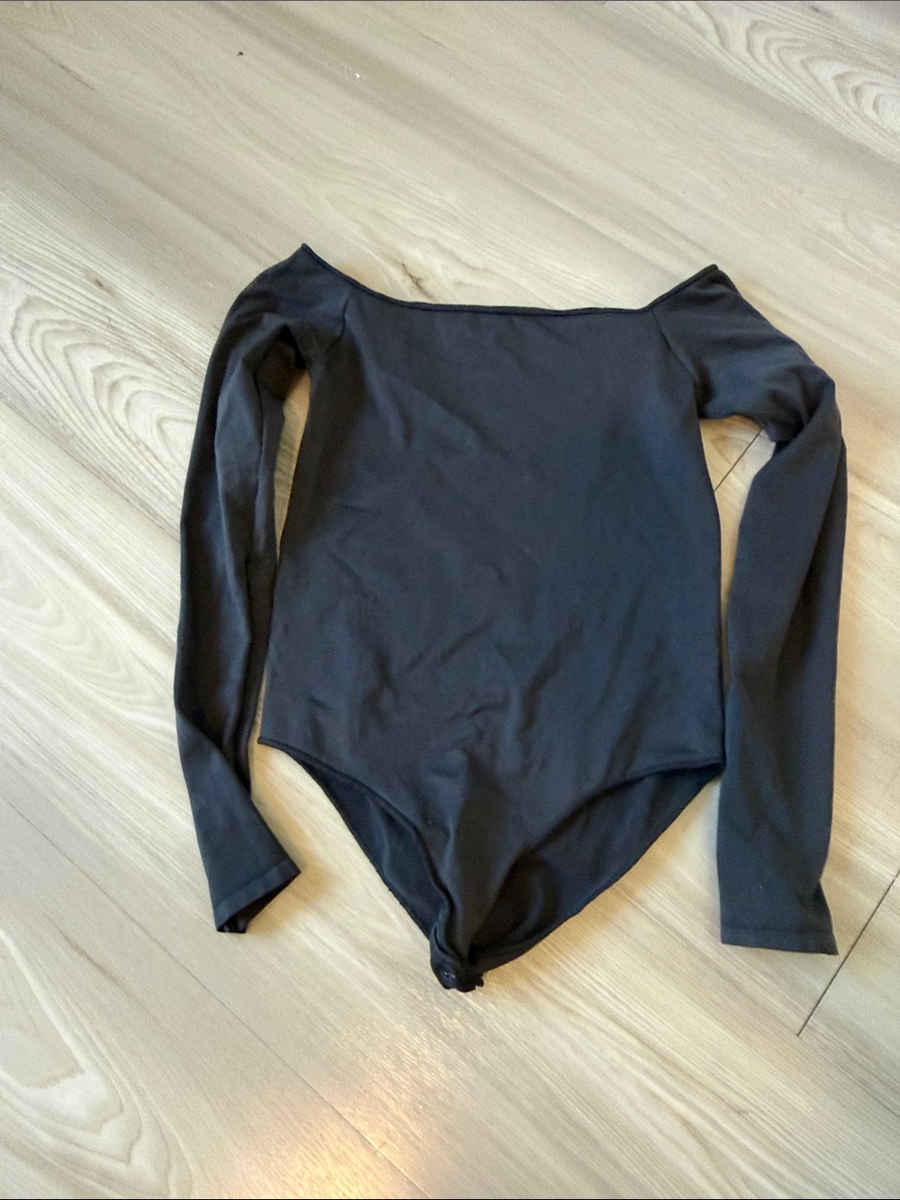 SKIMS Black Off-Shoulder Long Sleeve Bodysuit